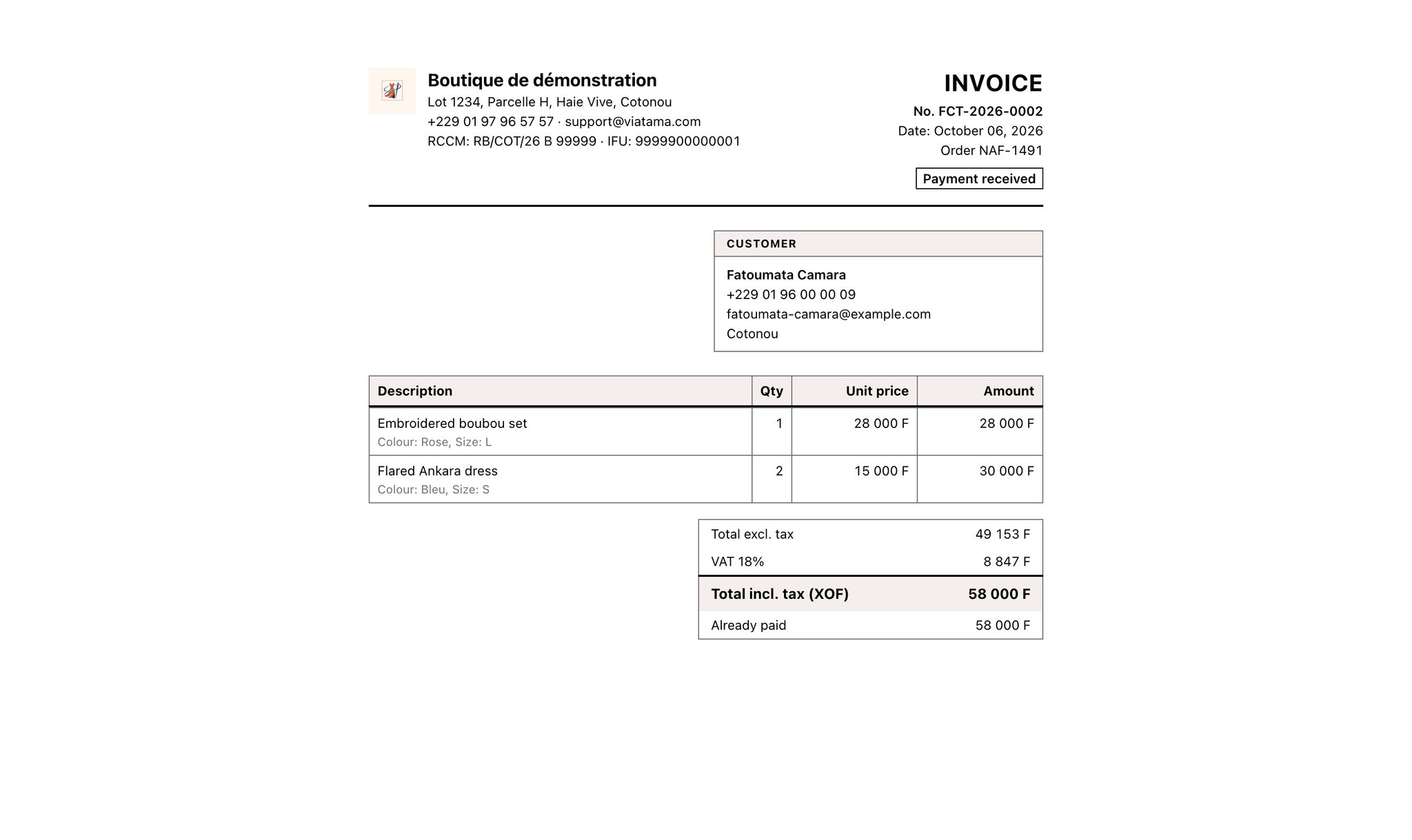 Quotes, invoices and receipts in one step